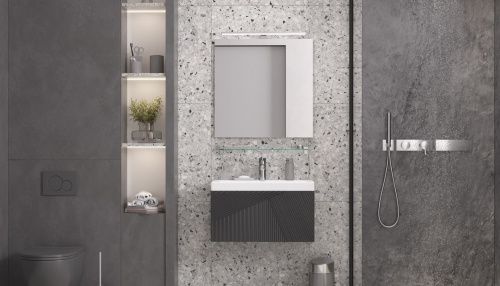 Тумба под раковину Velvex EDGE tp.EDG.9696.70.1Y графит 70х40 подвесная цвет серый - фото 5