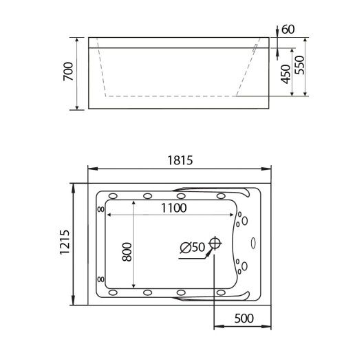 Ванна акриловая гидромассажная Gemy G9061 B L 181х121 пристенная прямоугольная с каркасом - фото 3