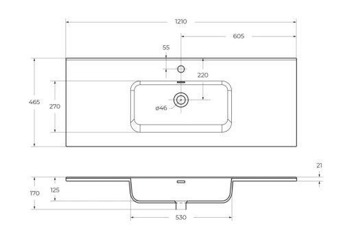 Раковина керамическая BelBagno BB1200ETL 120х50 накладная цвет белый 1 отверстие под смеситель - фото 2