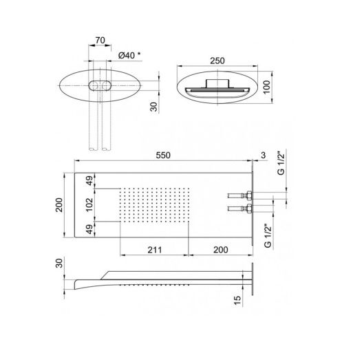 Верхний душ Webert Aria AC0741845 нержавеющая сталь - фото 3