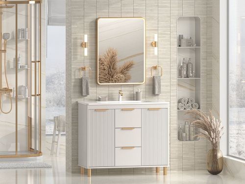 Тумба под раковину Brevita Risacca RIS-06100-0342Я 90х50 напольная цвет серый - фото 5