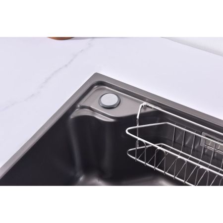 Кухонная мойка Fmark FSC7846Q 80х45 цвет серый поверхность матовая