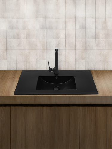 Раковина из сантехнического фаянса WeltWasser WW SK 10000005573 40 см встраиваемая цвет черный 1 отверстие под смеситель - фото 4