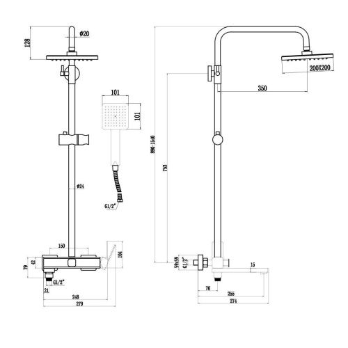 Душевая стойка Fmark FS8745-22C настенная цвет золото - фото 3