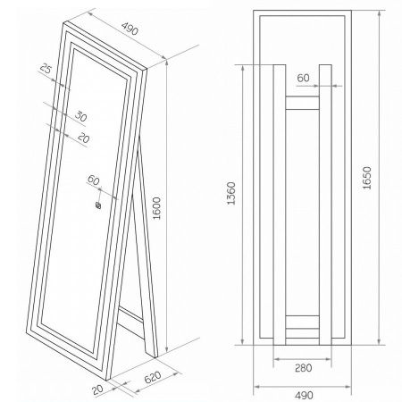 Зеркало с подсветкой Maretti Umbria UM1445175P19EL 50х170 напольное