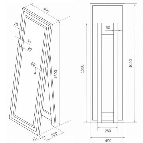 Зеркало с подсветкой Maretti Umbria UM1445175P19EL 50х170 напольное - фото 3