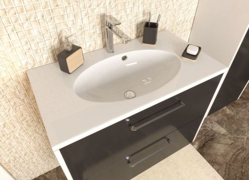 Раковина из искусственного камня Эстет Вегас ФР-00000959 80х50 накладная цвет белый 1 отверстие под смеситель - фото 3