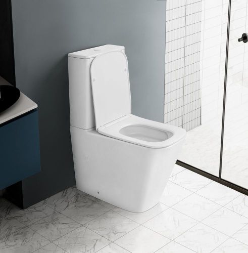 Унитаз напольный с бачком Abber Rechteck AC1210TMW белый с сиденьем безободковый смыв торнадо - фото 4