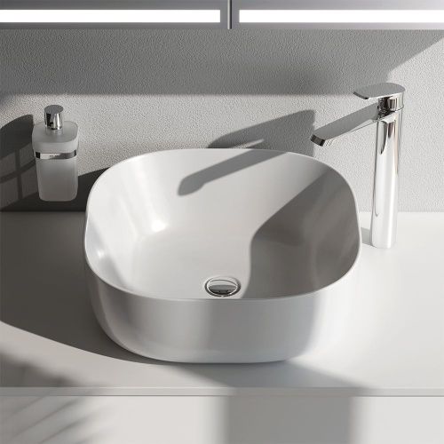 Раковина из сантехнического фарфора Am.Pm Func M8FWCC30430WG 40х40 накладная цвет белый без отверстий под смеситель - фото 3