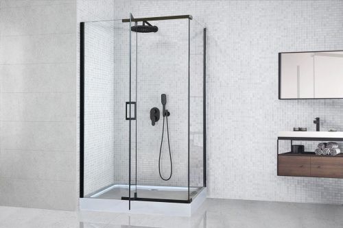 Душевой уголок Royal Bath HPV RB8140HPV-T-BL 140х80 стекло прозрачное профиль черный с поддоном - фото 2