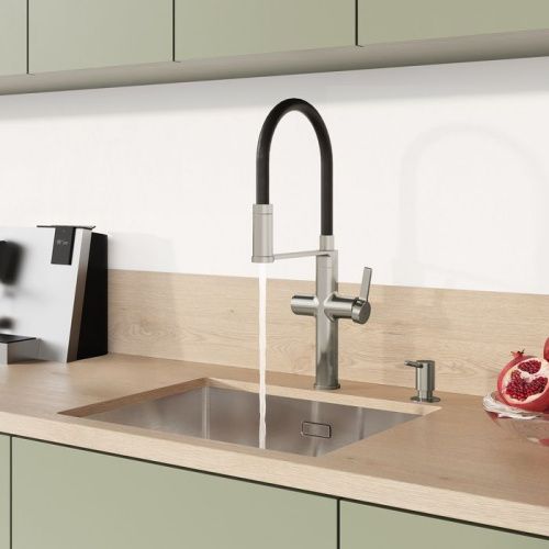 Смеситель для кухни IDDIS Ikon IKNBNFFi05 на столешницу черный - фото 2