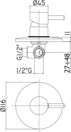 Смеситель для душа Paffoni Light LIG011NO встраиваемый в стену черный
