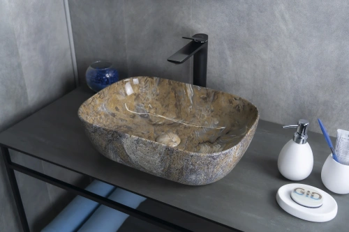 Раковина керамическая Gid Geométrico 54474 50х30 накладная цвет многоцветный без отверстий под смеситель - фото 4