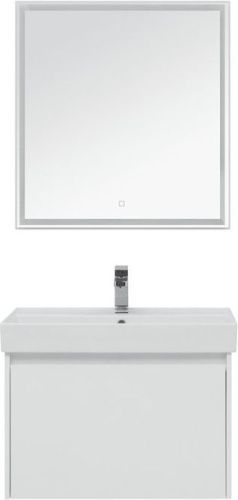 Комплект мебели: тумба с раковиной + зеркало Aquanet Nova Lite 00242296 76x46x137 напольный/подвесной цвет белый - фото 3