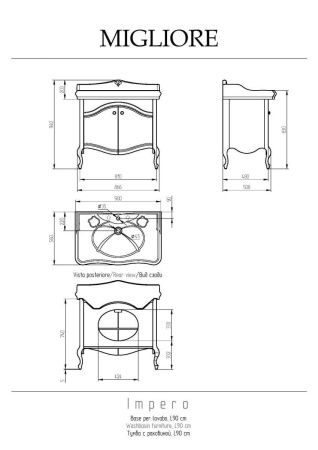 Тумба под раковину Migliore IMPERO 25982 90х50 напольная цвет бежевый