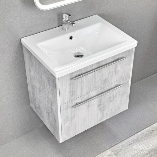 Тумба с раковиной Alavann Emma ALV1166000 60х50 подвесная цвет серый - фото 5