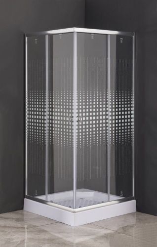 Душевой уголок Parly ZQ8111 80х80 стекло с рисунком профиль хром с поддоном - фото 5