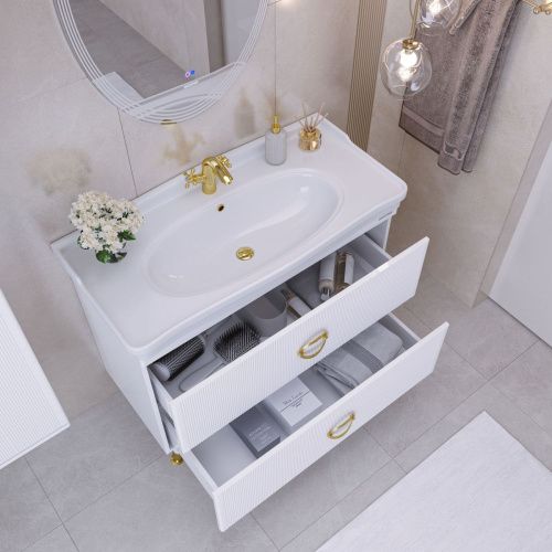 Раковина из сантехнического фаянса Kirovit Модерн 30105 110х50 встраиваемая цвет белый - фото 4