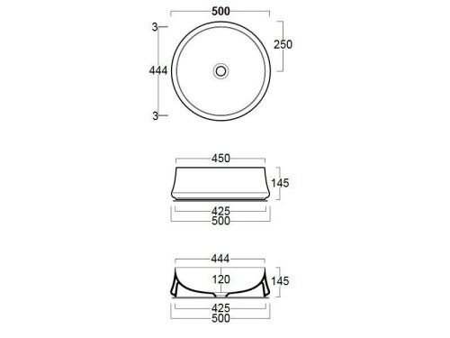 Раковина из сантехнического фаянса Simas SH 01 50х50 накладная цвет белый - фото 3