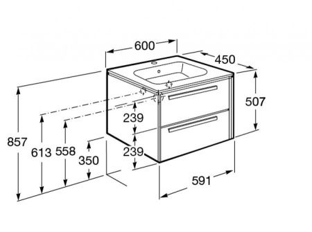 Тумба под раковину Roca Lago 7857295444 60х40 подвесная цвет коричневый