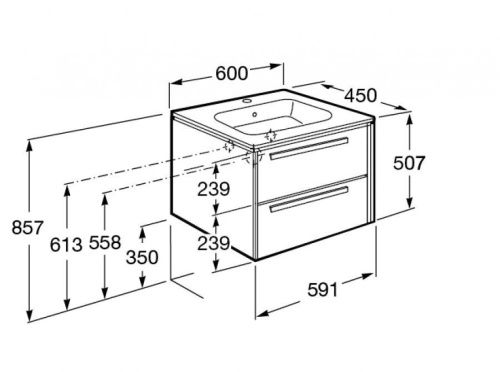 Тумба под раковину Roca Lago 7857295806 60х40 подвесная цвет белый - фото 5