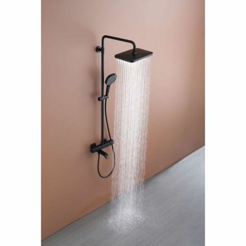 Душевая стойка Raglo R22 R22.26.06 настенная цвет черный с термостатом - фото 5