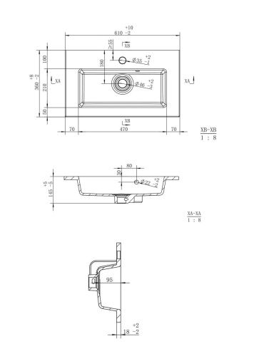 Раковина керамическая Uperwood Aurora RAurora60wg 60х40 полувстраиваемая цвет белый - фото 2