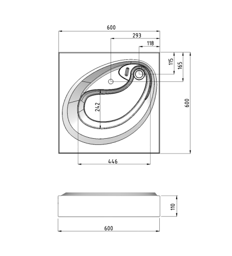 Раковина из искусственного камня Grossman Alvaro 1606001 60х60 подвесная цвет белый 1 отверстие под смеситель - фото 4