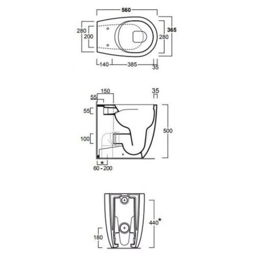 Чаша унитаза приставная Simas Vignoni VI21bi цвет белый без сиденья безободковая каскадный смыв - фото 2