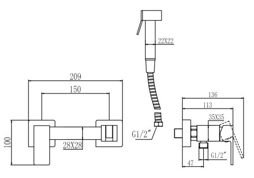 Гигиенический душ со смесителем Savol S-FXQ007Q серый - фото 2