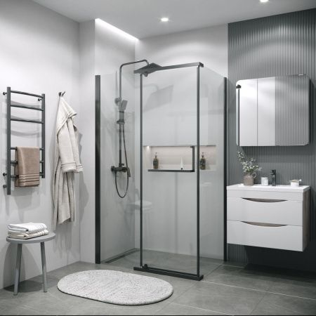 Душевой уголок Grossman Pragma 120.K33.03.1290.42.00 120х90 стекло прозрачное профиль графит без поддона