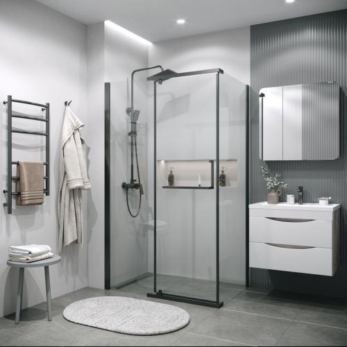 Душевая перегородка Grossman Pragma 200.K33.03.90.42.00 90х195 стекло прозрачное профиль графит - фото 3