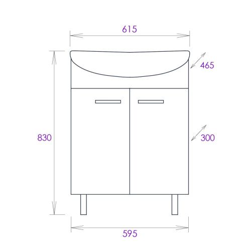 Тумба под раковину Onika Коралл 106149 60х30 напольная цвет белый - фото 3