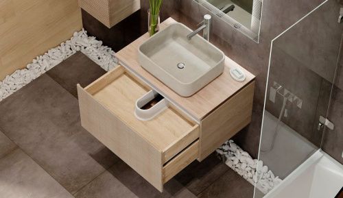 Тумба под раковину Jorno KARAT Kar.01.80/P/BuL 80х50 подвесная цвет бежевый - фото 4