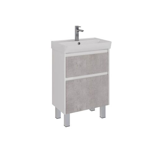 Тумба под раковину LeMark Combi LM03C60T-Beton 60х30 напольная цвет серый/белый - фото 5