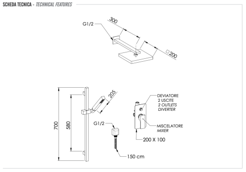 Душевая система Remer Absolute AU09S01SD20 встраиваемая в стену цвет хром - фото 2