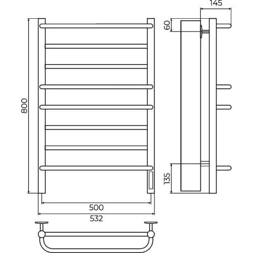 Полотенцесушитель электрический Terminus 4670078557094 55х80 черный - фото 3