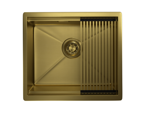 Кухонная мойка Granula Kitchen Space 5045U, ЗОЛОТО САТИН 50х45 цвет золото поверхность матовая - фото 3