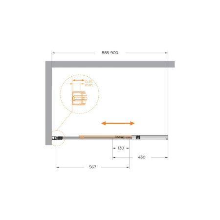 Душевая шторка на ванну Cezares SLIDER SLIDER-FIX-VF-11-90/150-C-GM 90х150 стекло прозрачное профиль оружейная сталь ориентация универсальная