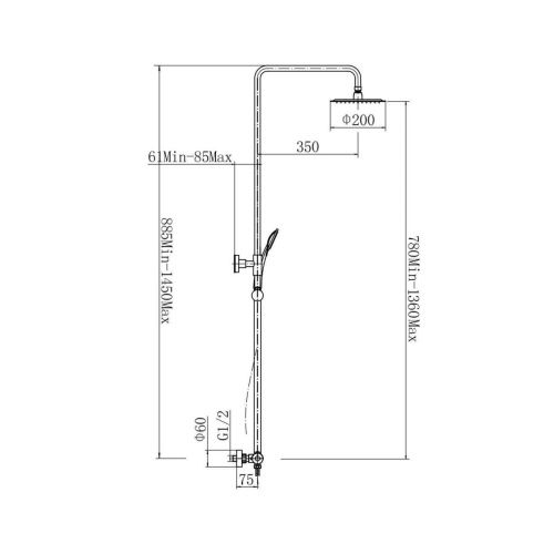Душевая стойка Fashun A52427 настенная цвет серый с термостатом - фото 3