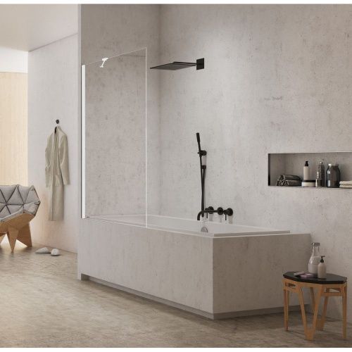 Душевая шторка на ванну New Trendy NEW MODUS White EXK-2339 90х150 стекло прозрачное профиль белый ориентация универсальная - фото 2