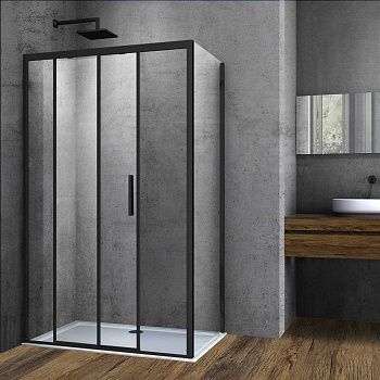 Душевой уголок Vincea Soft VSR-3SO9011CLB 110х90 стекло прозрачное профиль черный без поддона