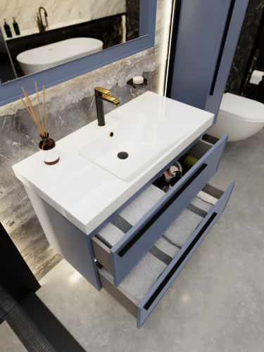 Тумба с раковиной La Fenice Elba TWIN NFNC-01-ELB-BG-100-2-3-100 100х50 подвесная цвет синий - фото 5