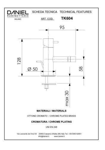 Смеситель Daniel Tokyo TX604-DO на биде золото - фото 2