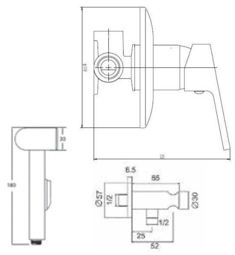 Гигиенический душ со смесителем Esko SHS4in1 хром - фото 3