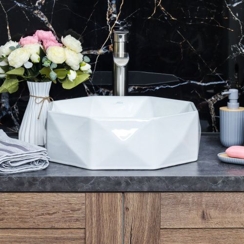 Раковина из сантехнического фарфора Melana 78347-805 40х40 накладная цвет белый без отверстий под смеситель - фото 4