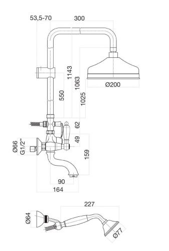 Душевая стойка Fiore 02OO0615 настенная цвет золото - фото 3
