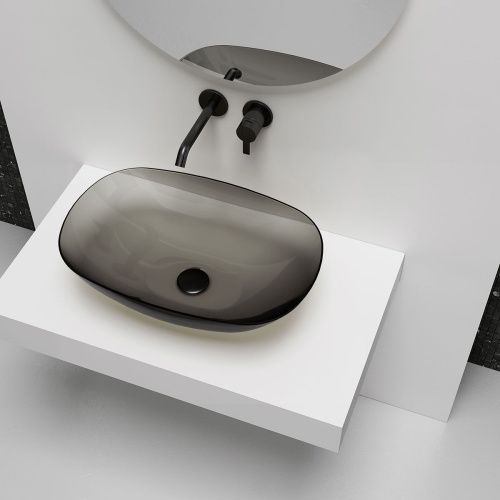 Раковина из полиэфирной смолы Vincea VBS-6T12B 50х40 накладная цвет черный без отверстий под смеситель