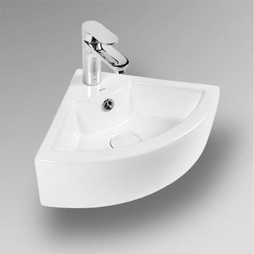 Раковина из сантехнического фарфора Bond Corner S91-320 33х33 подвесная цвет белый глянцевый 1 отверстие под смеситель - фото 5