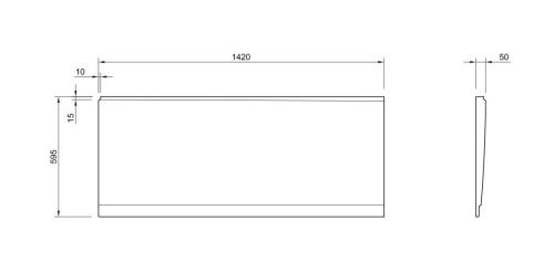 Боковая панель для ванны Cezares PLANE_DUO PLANE_DUO-145-SP-R-W37 - фото 2